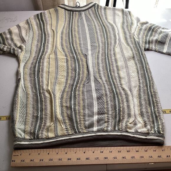 Vntg NWT Bergati 3D Gray Yellow Textured Hoodie Hip Hop Cosby Sweater… - Picture 7 of 9